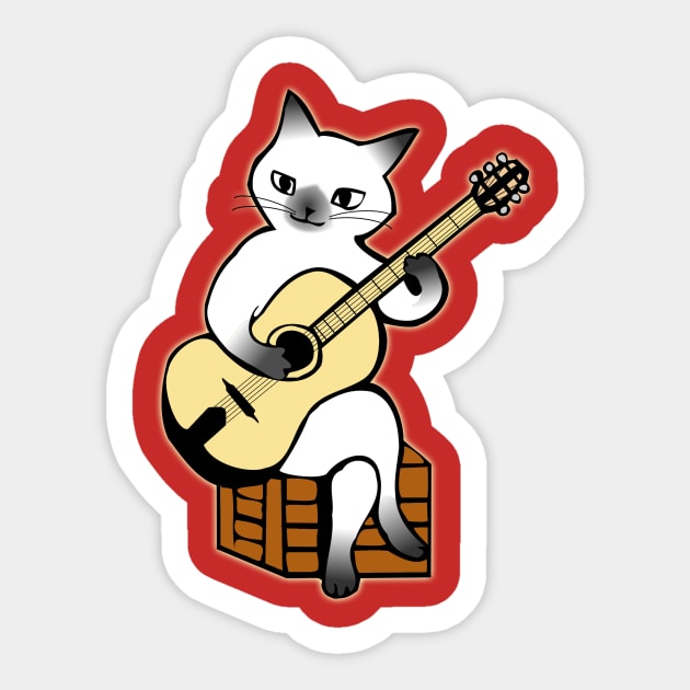 Cat Playing Guitar | Funny Cat Sticker by DonnaPeaches